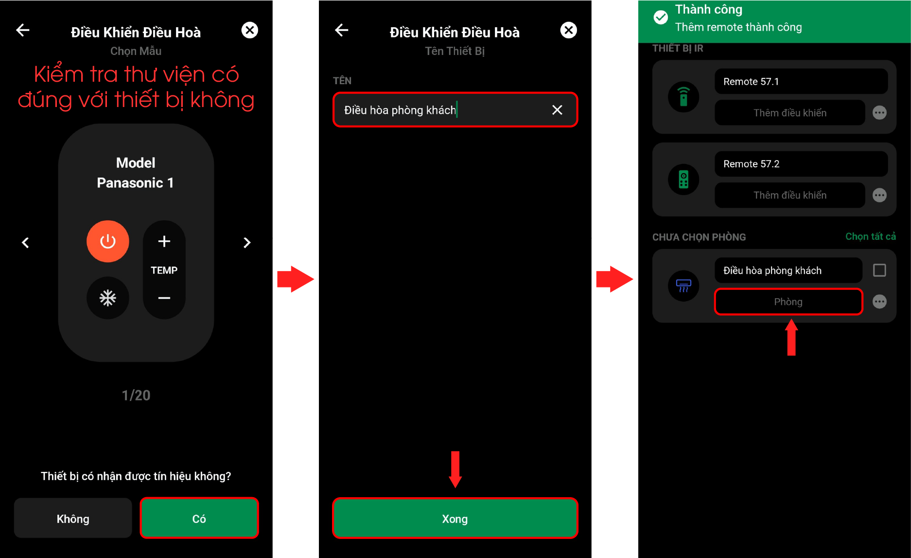 Kiểm lệnh của thư viện với thiết bị thực tế.
