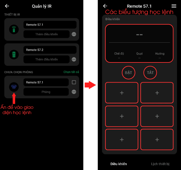 Remote chưa học lệnh - Trong hình là Remote loại điều hòa