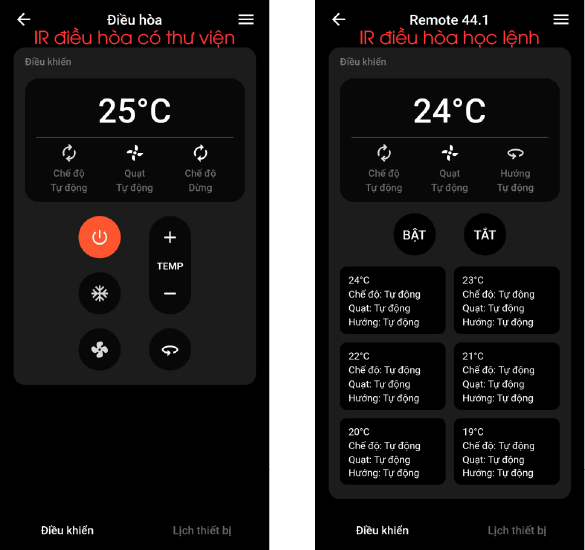 Giao diện điều khiển điều hòa