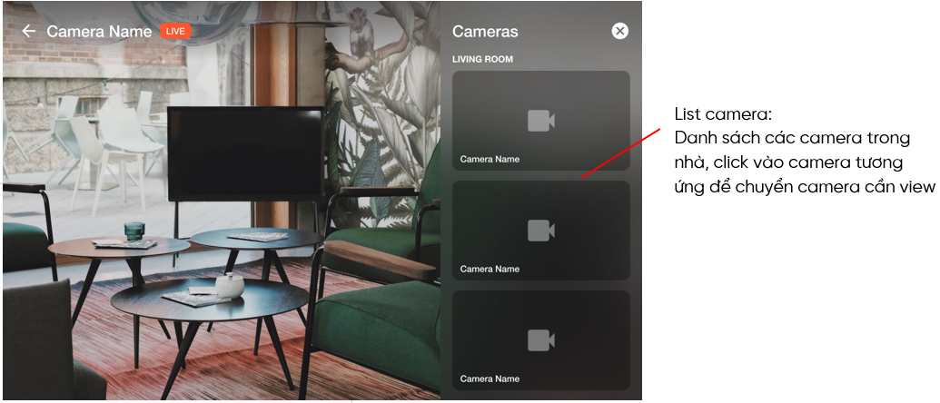 Giao diện xem camera