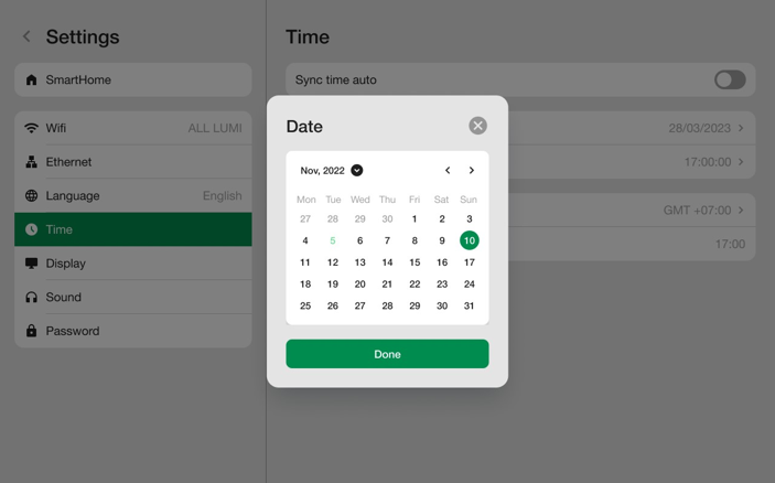 Cài đặt thời gian