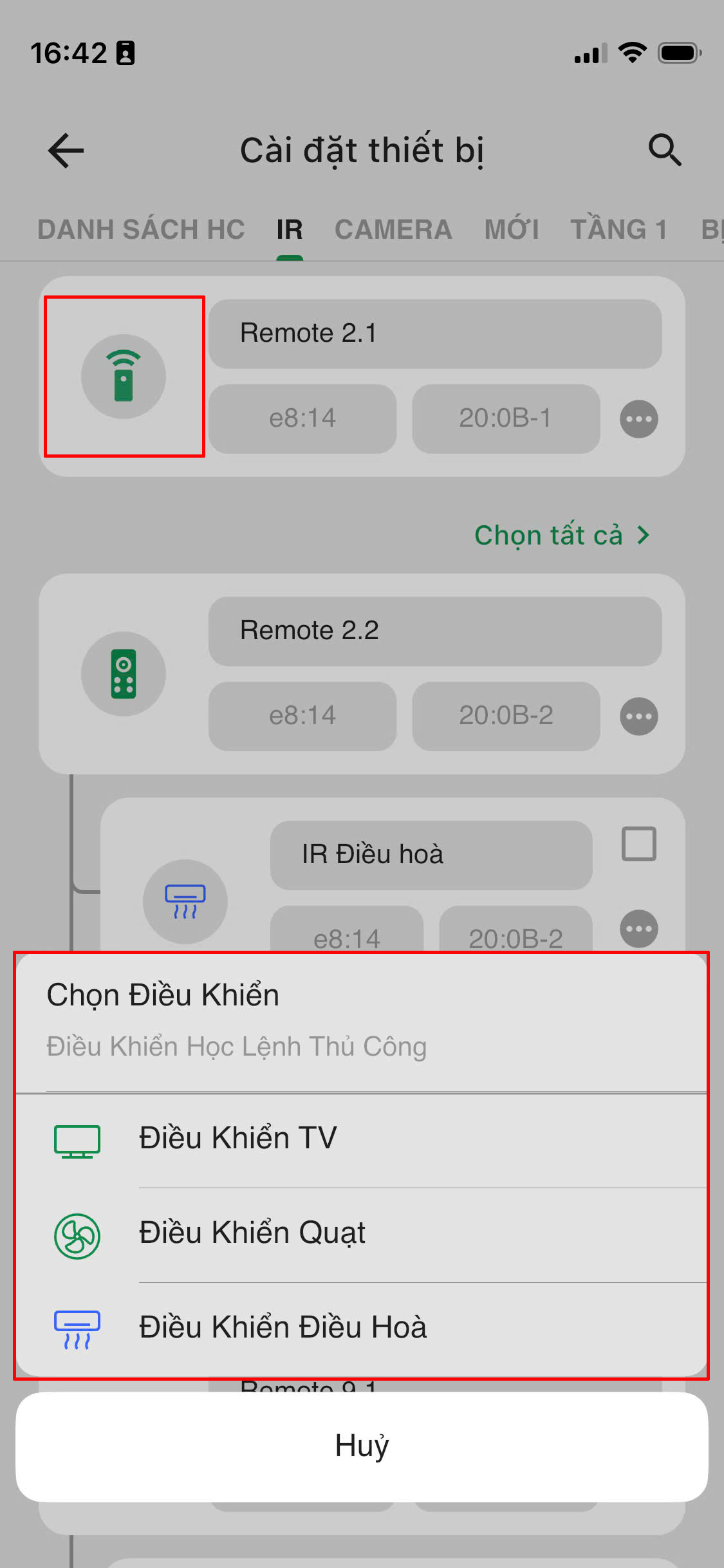 Thêm IR học lệnh