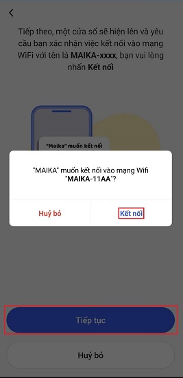 Bước 3: Cho App kết nối tới mạng Wifi mà Loa Maika đang phát ra.